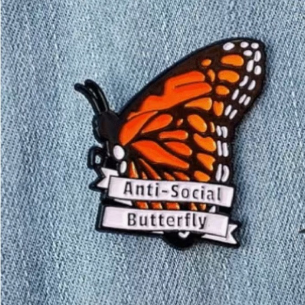 Anti Social Butterfly enamel pin